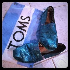 Toms Sparkly Blue Slides 💎